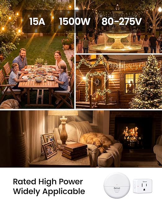 Zoiinet Wireless Motion Sensor Outlet, 15A/1500W, Adjustable Sensing Mode, 260FT Wireless Light Switch Transmitter, No Wiring, Long Time Delay, for Household Appliances