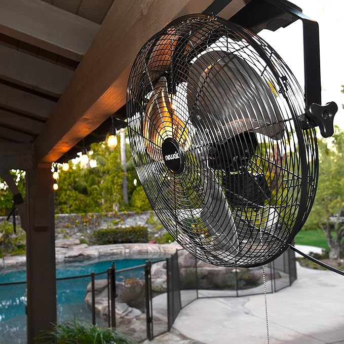 NewAir 20" High Velocity Outdoor Fan, Heavy Duty Waterproof 2-in-1 Floor Stand or Wall Mount Fan, Adjustable Tilt and 3 Speeds up to 4650 CFM | Wall Fan or Garage Fan for Indoor, Patio, Gym or Porch