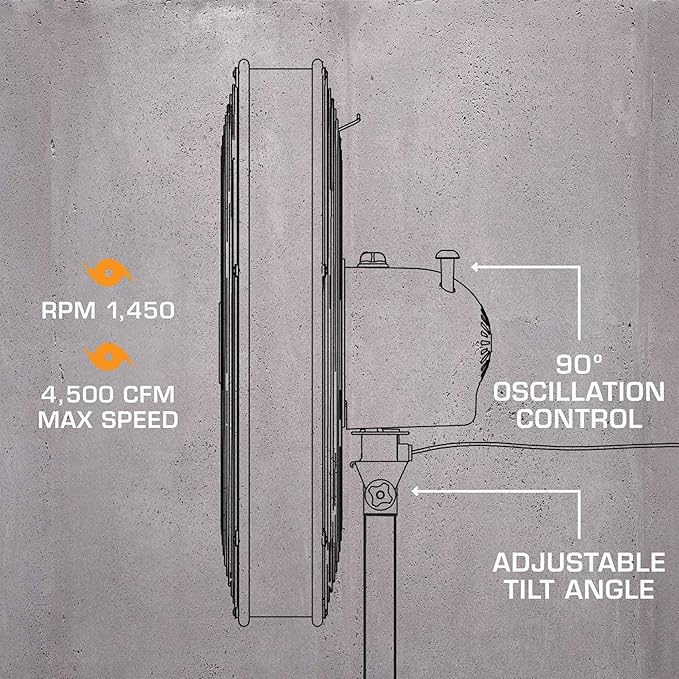 Hurricane 2-Pack Pro High-Velocity Oscillating Metal Stand Fan w/ 3-Speed Setting, 20" - Heavy-Duty Cooling Pedestal Unit w/ 4500 CFM, Adjustable Tilt & Height for Home, Garage, Gym & Workshop