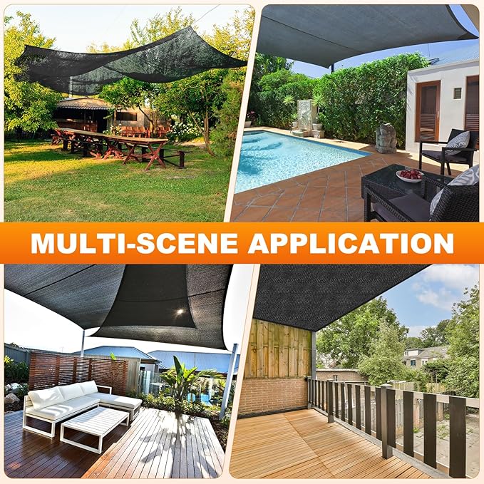 M METERXITY 40% Sun Shade Cloth for Garden, HDPE 10x13 ft Sun Shade Net with Reinforced Grommets for Patio/Greenhouse/Plant Cover, Heavy Duty Sunblock Resistant Mesh Tarp [Black]