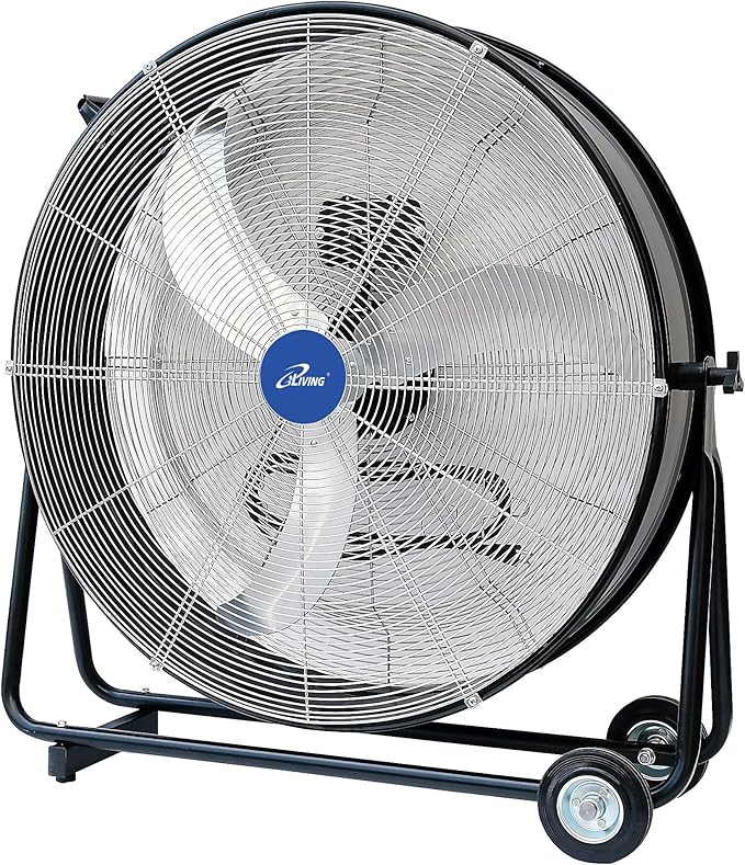 iLIVING 30 Inches High Velocity Drum Fan Industrial, Commercial, Air Circulator for Garage, Shop, Patio, Barn, Greenhouse, Speed Control 8300CFM, UL Listed,Black