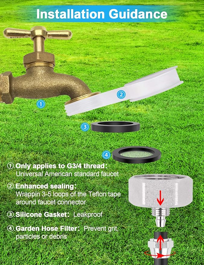 Misters for Outside Patio 63FT(19.2M)+21 Brass Mist Nozzles+a Brass Adapter(3/4") Detachable outdoor misting cooling system for Garden, waterpark, Greenhouse, Backyard, Fan, Umbrella, Deck, Canopy