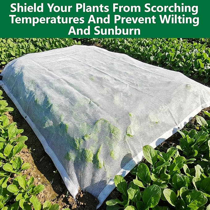 2 Pack 6.6 x 6.6 Ft Plant Shade Nylon Cloth, White Plant Sun Protection Net with Reinforced Grommets, Garden Sunshade Cover Cloth for Protecting Plants from Direct Sunlight