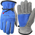 WZQH Leather Work Gloves for Men or Women. Large Glove for Gardening, Tig/Mig Welding, Construction, Chainsaw, Farm, Ranch, etc. Cowhide, Cotton Lined, Utility, Firm Grip, Durable. Blue-Grey L