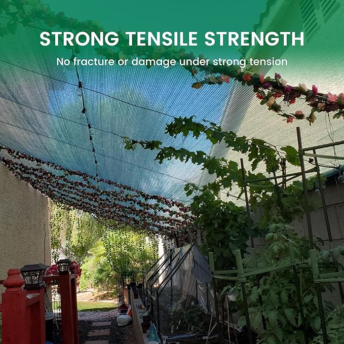 50% 10 X 20 FT Green Shade Cloth, Outdoor Woven Sun Shade with Grommets, Durable Breathable Netting Shading Antifreezing for Patio, Garden, DIY Home, Plants Cover, Greenhouse, Dog Kennel