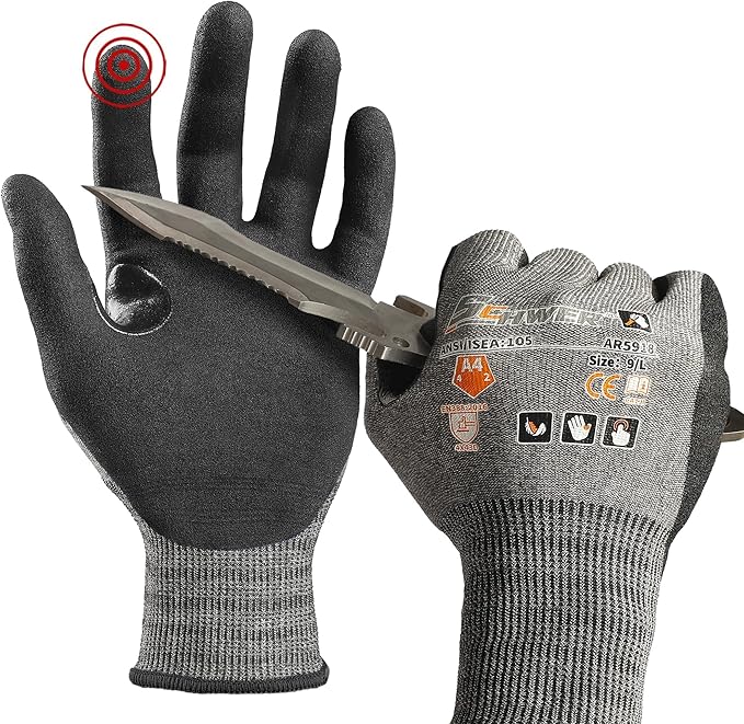 Schwer A4 AIR-SKIN Cut Resistant Work Gloves AR5918 with Extreme Lightweight & Thin, Grip Gloves for Gardening, Fishing, Refined Work, Mechanic, Touch-Screen, 3D-Comfort Fit, 1 Pair (XL)