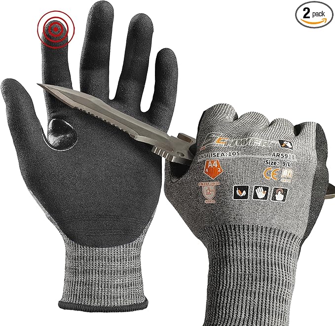 Schwer AIR-SKIN Cut Resistant Gloves AR5918 with Extreme Lightweight&Thin, Level 5 Wire Metal Gloves for Refined Work, Touch-screen, 3D-Comfort Fit, Breathable, Black 2 Pairs (XL)