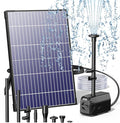 Biling 12W Solar Fountain Pump, 160GPH Submersible Solar Pond Pump with Filter and Dry Run Protection, 4.9ft Lift, 16.4ft Cord, 4 Nozzles, Tubing for DIY Fountain, Pond, Outdoor Water Features
