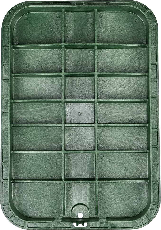 NDS 117BC* 15 in. X 22 in. Rectangular Jumbo Valve Box and Cover, 12 in. Height, Irrigation Control Valve Lettering, Black Box, Green Overlapping Cover, Black/Green