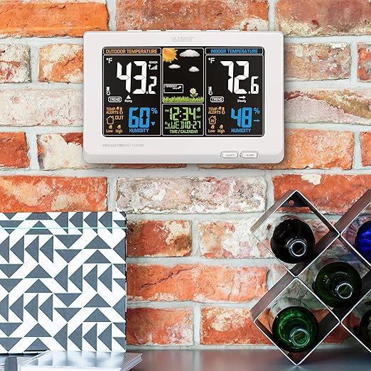 La Crosse Technology Wireless Atomic Digital Color Forecast Station with Alerts, White (308-1414W)