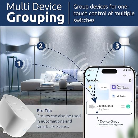 eKyro Smart Plug Energy Monitoring | Compatible with Alexa, Google Home Assistant, iPhone, Siri, Android, Power Tracking 15A 1800W, No Hub Required Energy Monitoring Outlet (Energy Monitoring, 4)