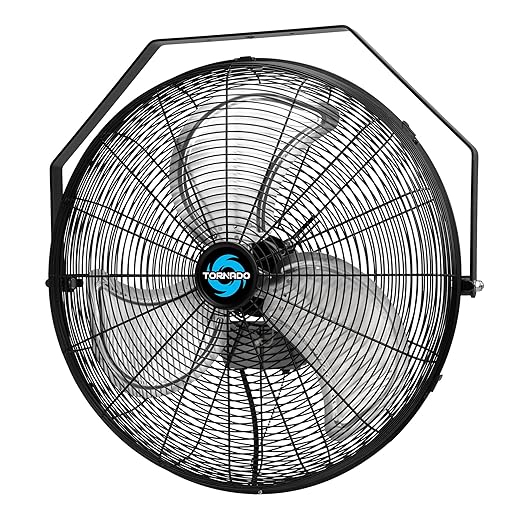 Tornado 20 Inch High Velocity Industrial Wall Fan, 4750 CFM, 3-Speed, 6-FT Power Cord, UL Safety Listed for Industrial, Commercial, and Residential Use, Black