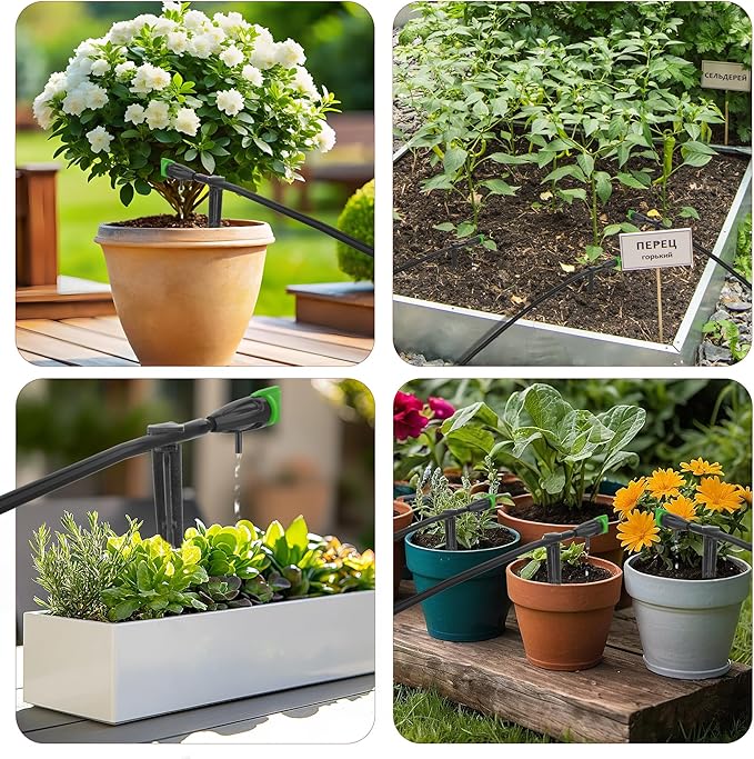 50 Pcs Adjustable Water Flow Irrigation Dripper, 360 Degree Rotatable Drip Emitters Irrigation System Drippers for 1/4 Inch Tubing Watering Dripper for Garden Lawn Plants Succulents Flower Irrigation