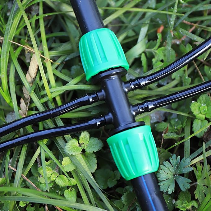 10 Pcs 1/2" to 1/4" Barbed Tee Connector, 1/2 Inch to 1/4 Inch Drip Irrigation Fittings Drip Line Reducer Tee Connectors 1/2" to 1/4" 6-Way Splitter Connectors for Garden Drip Irrigation System