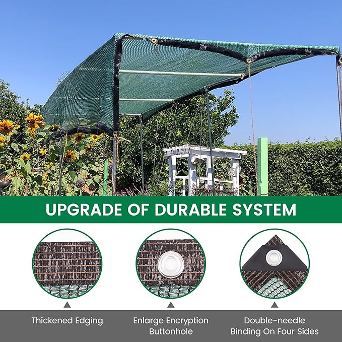 50% 20 X 30 FT Green Shade Cloth, Outdoor Woven Sun Shade with Grommets, Durable Breathable Netting Shading Antifreezing for Patio, Garden, DIY Home, Plants Cover, Greenhouse, Dog Kennel