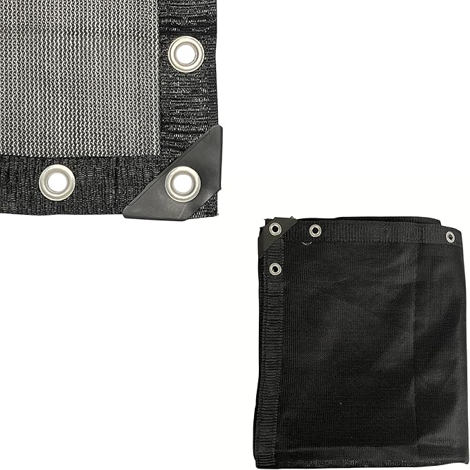 ATE Pro. USA - 7' ft. x 20' ft. Heavy Duty Black Knitted Mesh Tarp with Grommets 73% Shade Use for Shade, 27% Filtered Sunlight, UV Protection, Green House, Garden, Nursery, Canopy, Pools, Dump Truck