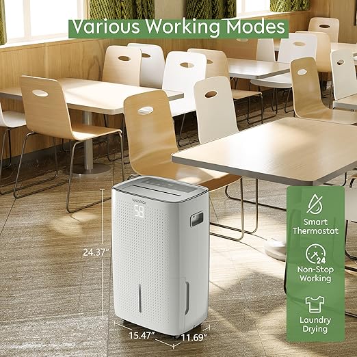 Waykar 150 Pints Energy Star Dehumidifier for Spaces up to 7,000 Sq. Ft at Home, in Basements and Large Rooms with Drain Hose and 2.11 Gallons Water Tank