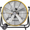 iLiving 24 Inch 3-Speed Orbital Internal Oscillating High Velocity Barrel Floor Fan for Office, Auto Shop, Garage, Workshop, Warehouse, 7800 CFM, Yellow