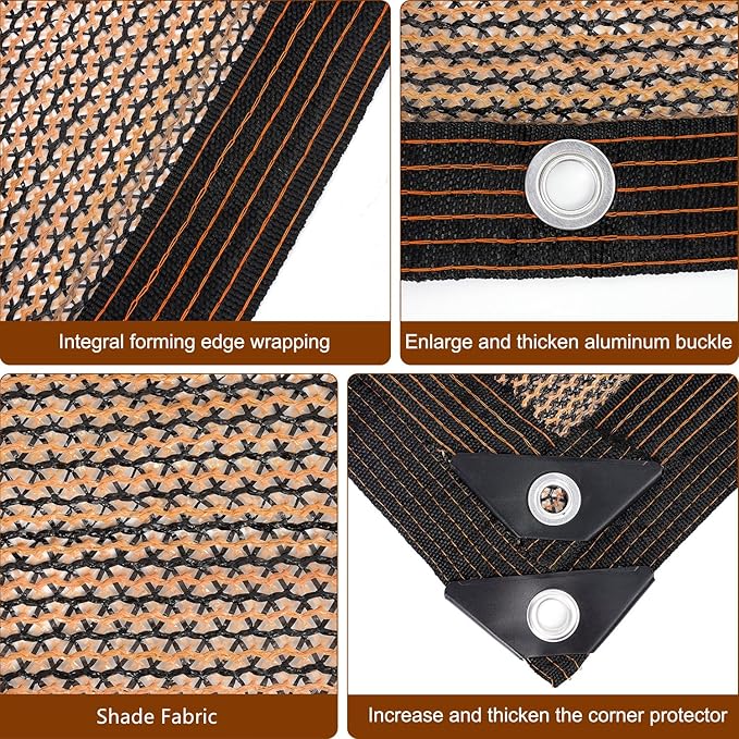 Shade Cloth for Garden, 90% Sun Shade Cloth for Outdoor Patio, 20 FT x 21 FT Pergola Shade Cover Canopy Privacy Screen Balcony, Mesh Tarp Sun Screens for Patio, Garden, Outdoor, Backyard -Mocha