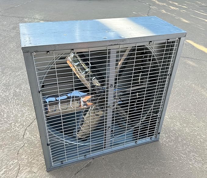 54" Belt Driven Greenhouse Exhaust Fan With Shutter, 50" Blade, 54" Square Housing, 25900 CFM, Commercial Agricultural Barn Shop Ventilation Fan, 1.5HP 240V Motor, Open Box Condition