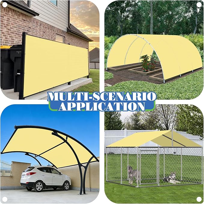 ECOOPTS 6'x232' Sun Shade Roll, Sun Shade UV Blockage Cover for Outdoor Backyard Patio Pergola Greenhouse Plants (Light Yellow)