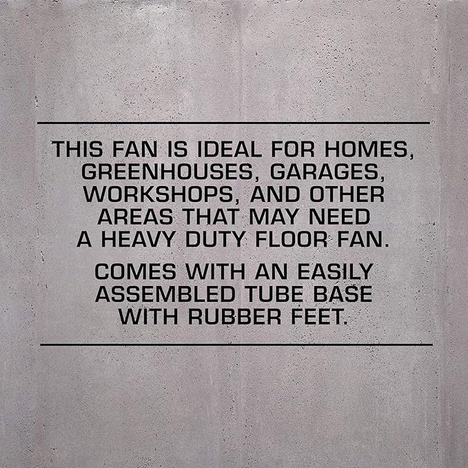 Hurricane Pro Heavy-Duty High Velocity Metal Blade Floor Fan w/ 3 Speeds, Black, 20" - Corded Electric Air Cooling Unit w/ 5300 CFM Airflow for Home, Greenhouses, Garages, Gyms & Workshops