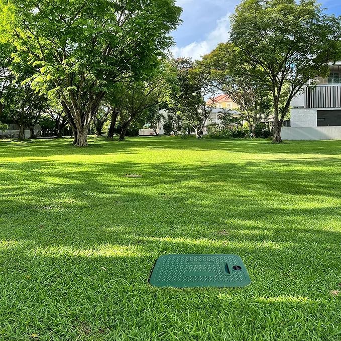 EBaokuup 12 x 17 Inch Irrigation Valve Box Cover, Rectangular Sprinkler Valve Lids with Plug, Sprinkler Valve Cover Replacement for Outdoor Irrigation Watering Equipment, Only Covers, Box Not Included