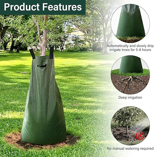 3 Pack Tree Watering Bags, 20 Gallon Slow Release Gator Bags for Trees, Durable PVC Tree Drip Irrigation Bags with Heavy Duty Zipper, Deep Root Targeting
