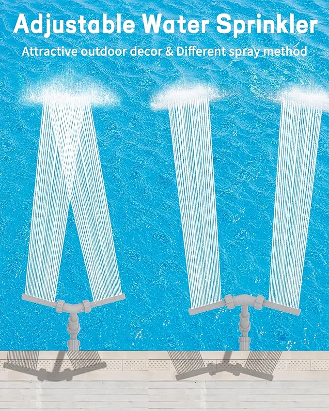 Swimming-Pool Waterfall-Fountain Water Fun Sprinkler - Dual Sprayer Multiple Spray Method, Pool Decoration Cascade Fountain for Above & In-ground Pools, Practical Pool Aerator Water Cooler Circulation
