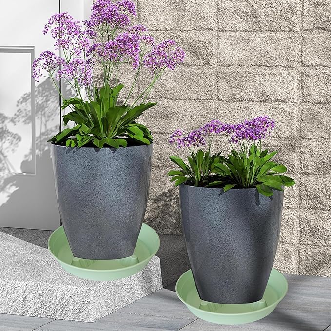 4 Pack Plant Saucer 10 inch, 8 12 14 17 inch, Plant Stand Plastic Plant Saucers for Indoors Outdoor, Heavy Duty Flower Plant Risers for Inside Pots, Pot Saucers for Plants, Grow Bags Saucers
