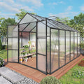 Greenhouse for Outdoors 8x12x7.8FT, Polycarbonate Greenhouse with Stronger Wind Protection and Roof Vent, Walk-in Large Aluminum Sunroom Winter Proof, Black