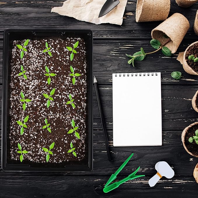 Hahood 6 Packs Seed Starter Tray Kits with Humidity Dome, Plastic Germination Growing Trays with Plants Labels, Planting Tools for Seeds Growing Starting, Germination and Seedling Propagation