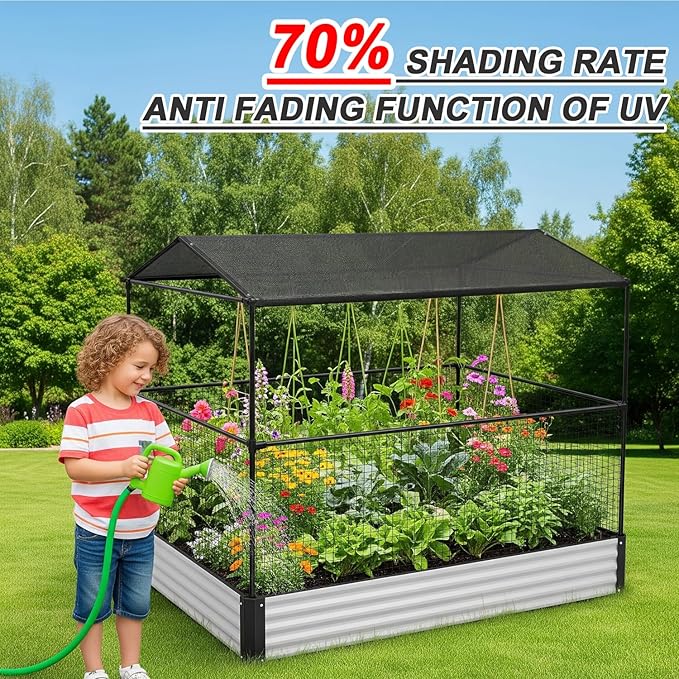 SUNNY GUARD 65-75% Sun Shade Cloth, 20 x 30 FT Black HDPE Mesh – Breathable Garden Shade Cover for Plants, Vegetables, Greenhouse, Patio, Chicken Coop & Dog Kennel