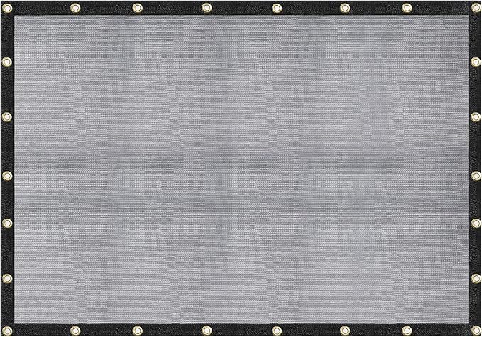 [Windscreensupplyco] 60-70% 10 FT X 12 FT Mesh Tarp/Shade Cloth 9-Needle Knitted Heavy Duty Black with Grommets for Green House, Garden, pergola, Pools, Dump Truck - MT1012BLKX1