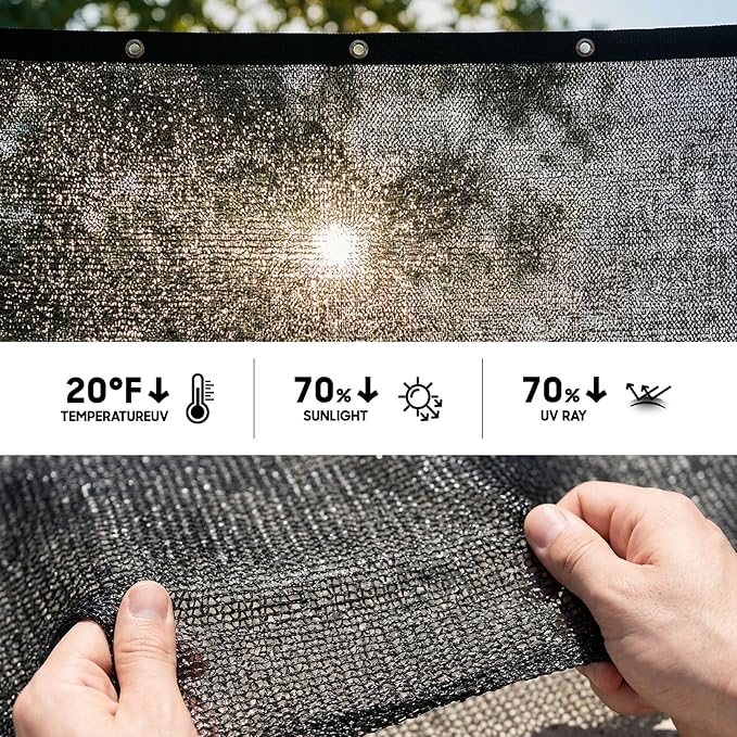 Royal Shade 70% Black Shade Cloth Custom Size 19FT x 51FT Mesh Tarp with Grommets for Garden Patio, Plant Shading, Greenhouse, Pergola, Chicken Coop, Dog Kennel, Lawn. (We Make Custom Size)