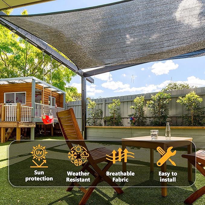 VICLLAX 70% Shade Cloth, 5x6FT Durable Black Mesh Trap with Every 3 FT Grommet, Sun Shade Fabric Netting for for Plants Cover, Greenhouse, Chicken Coop, Barn Kennel, Garden Patio