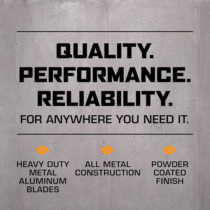 Hurricane Pro Heavy-Duty High Velocity Metal Blade Floor Fan w/ 3 Speeds, Black, 20" - Corded Electric Air Cooling Unit w/ 5300 CFM Airflow for Home, Greenhouses, Garages, Gyms & Workshops