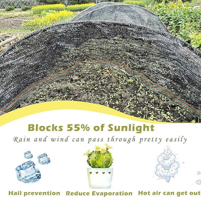 55% Shade Cloth for Garden, Sunblock Mesh UV Resistant Net for Vegetables Flowers Greenhouse Raised Bed, Plant Shade Cover from Sun, Black (4X6.5 FT)