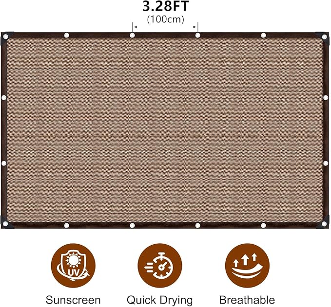 Shade Cloth for Garden, 90% Sun Shade Cloth for Outdoor Patio, 5 FT x 23 FT Pergola Shade Cover Canopy Privacy Screen Balcony, Mesh Tarp Sun Screens for Patio, Garden, Outdoor, Backyard -Mocha