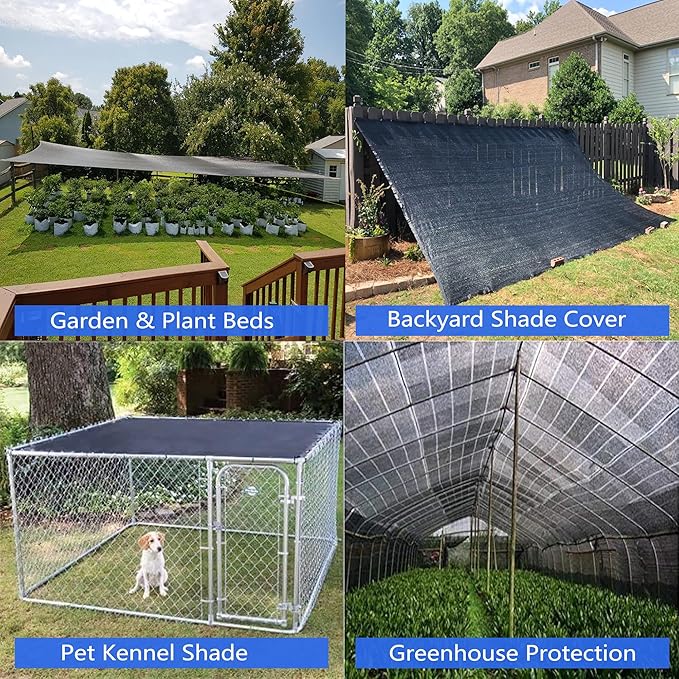 60% Shade Cloth Roll 6ft x 100ft - HDPE Sun Shade Fabric Roll, UV Block Cuttable Shade Mesh for Garden, Greenhouse, Patio, Pergola - Black Outdoor Sunblock Shade Netting