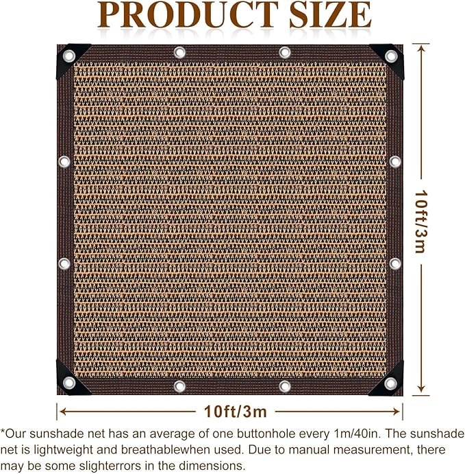 Shade Cloth for Garden,80% Mesh Tarp with Grommets Shade Cloth for Greenhouse,Patio,Vegetables,Plants Cover and Chicken Coops,Coffee Shade Net for Outdoor Garden10x10FT
