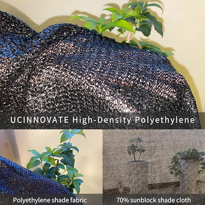 UCINNOVATE 70% Shade Cloth for Garden, 10x20 FT Sun Shade Fabric Material, Sunblock Garden Mesh Tarp with Grommets, UV Resistant Sunshade Screen Net Cover for Outdoor, Patio, Greenhouse, Plants, Yard