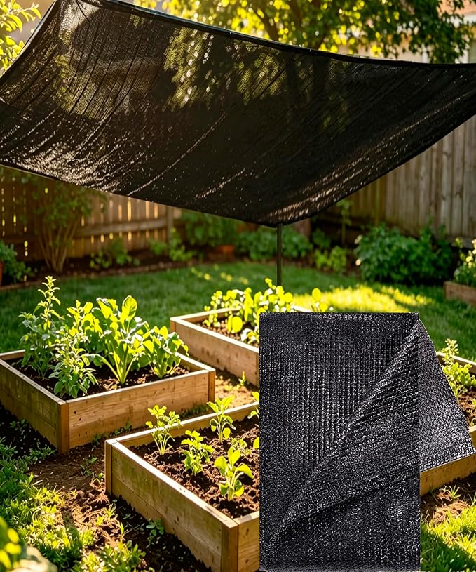 e.share Black Shade Cloth, 70%-80% Sunblock UV Protection, 20 FT X 50 FT Sun Mesh Net for Garden Plant Cover,Porch Screen,Pergola,Greenhouse,Chicken Coop,Car Barn Kennel,Backyard Patio Sunshade