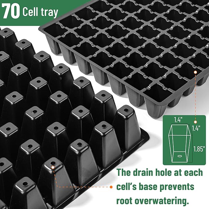 Mr. Pen- Seed Starter Tray Kit, 5 Pack, Total 350 Cells, Durable Plant Germination Trays with Humidity Vented Domes and Bases, Ideal for Seed Starting, Indoor Gardening and Greenhouse