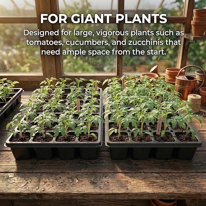 Gardzen 10 Pack 32 Cell Seed Starter Trays, 2" Deep Plug Tray for Seedlings, Heavy Duty Seedling Trays with Drainage Holes, Fit Standard 1020 Drip Tray