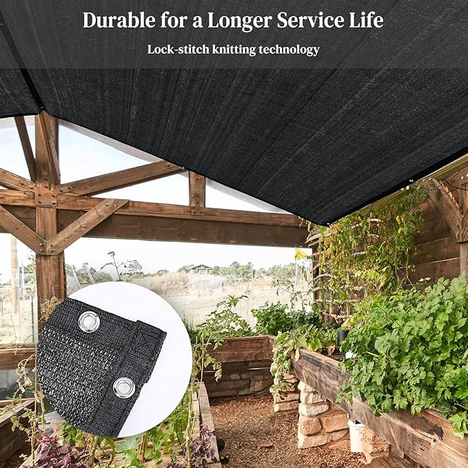 Winpull Garden 50% Shade Cloth, 8 x 20 FT Sun Shade Mesh Tarp with Reinforced Grommets, Durable HDPE Material Outdoor Shade Cloth for Plants, Greenhouse, Pergola and Backyard Patio Sunshade