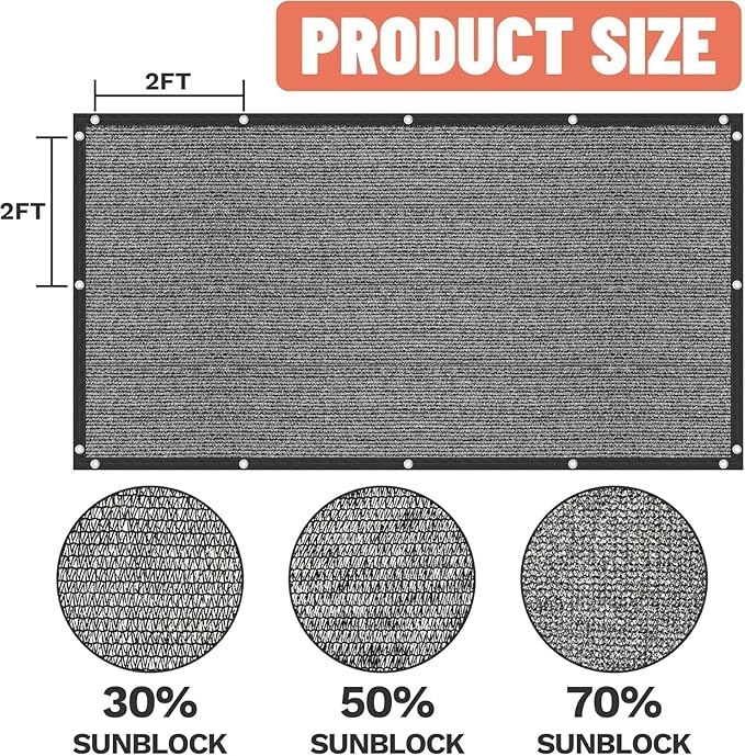 Amgo 30% Black Shade Cloth Custom Size 14FT x 80FT Mesh Tarp, UV Resistant Netting with HDPE Material and Upgrade Grommets for Plant Cover, Greenhouse, Chicken Coop, Barn, Kennel, Garden.