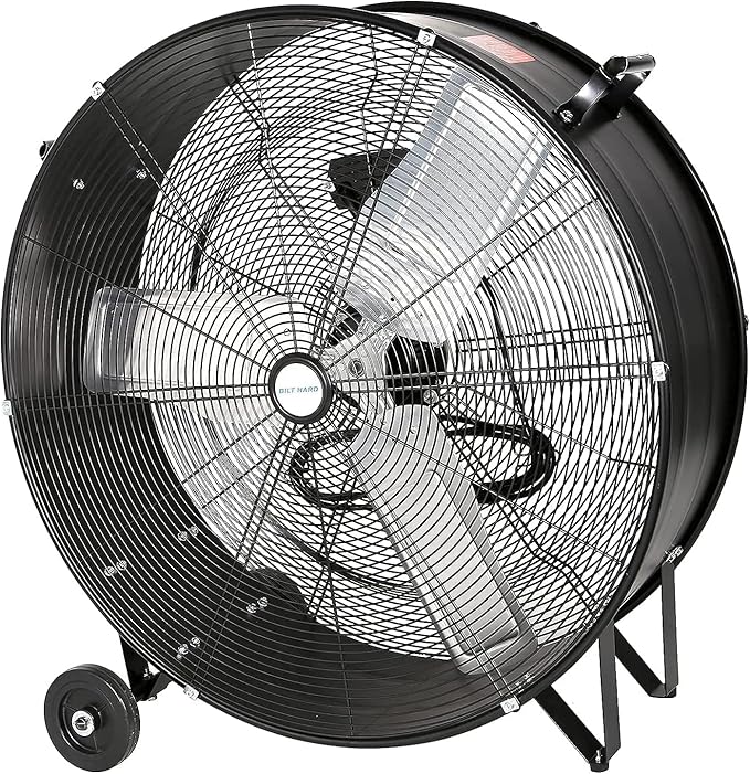 BILT HARD 30 inch High Velocity Drum Fan, 13000 CFM 2-Speed Heavy Duty Industrial Shop Fan for Garage, Warehouse, Workshop, Factory and Basement, UL Listed, Black