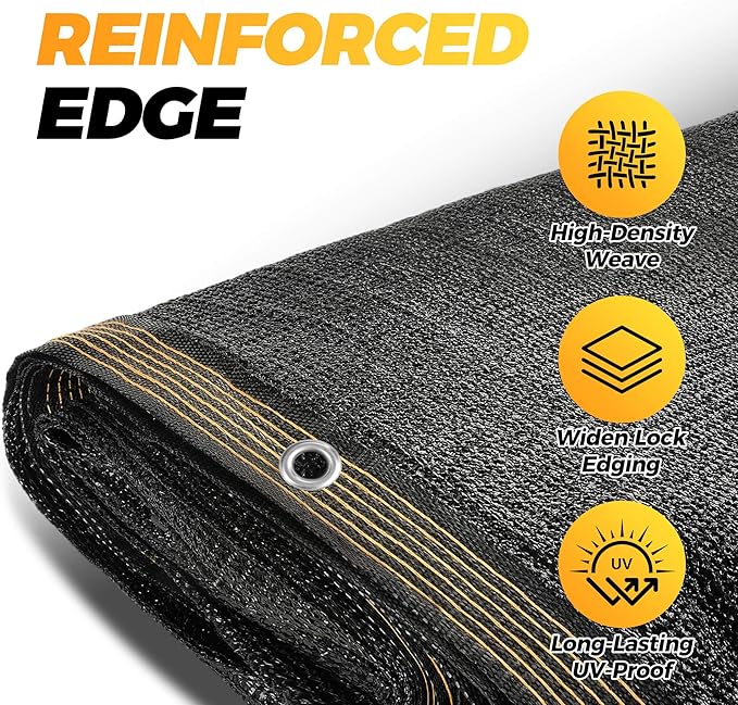 JOJOLEE 90% Sun Shade Cloth, 6x10FT Shade Net Mesh Tarp with Grommets, Black Sunblock Cover for Outdoor Patio Plants, Pergola, Greenhouse, Chicken Coop, Backyard, Balcony