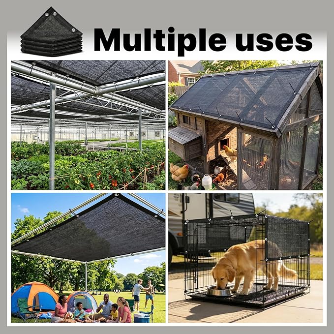 ColourTree 70% Black Shade Cloth Custom Size 7FT x 26FT Mesh Tarp, UV Resistant Netting with Upgrade Grommets for Plant Cover, Greenhouse, Chicken Coop, Barn, Kennel, Garden. (We Make Custom Size)